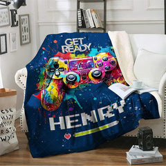 Lofaris Personalized Color Ink Get Ready Gamepad Blanket with Name