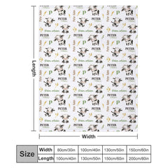 Lofaris Personalized Farm Cow Name Blanket for Baby