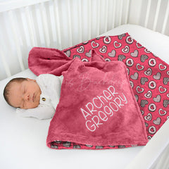 Lofaris Personalized Sweet Hearts Love Minky Baby Blanket