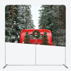 Lofaris Pine Forest Red Truck Christmas Pillow Case Backdrop