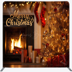 Lofaris Pine Gifts Fireplace Christmas Tension Fabric Backdrop