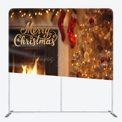 Lofaris Pine Gifts Fireplace Christmas Tension Fabric Backdrop