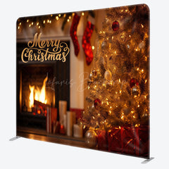 Lofaris Pine Gifts Fireplace Christmas Tension Fabric Backdrop