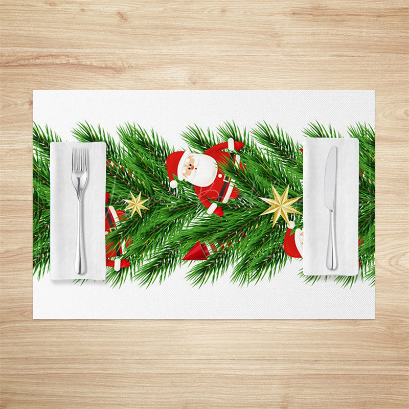 Lofaris Pine Leaf Santa Clacus Christmas Set Of 4 Placemats