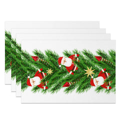 Lofaris Pine Leaf Santa Clacus Christmas Set Of 4 Placemats