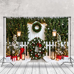 Lofaris Pine Leaves Wreath Gifts Christmas Photo Backdrop