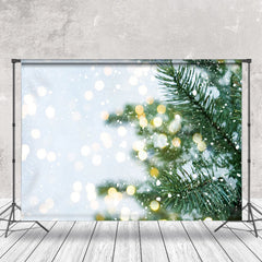 Lofaris Pine Tree Blurred White Lights Winter Photo Backdrop