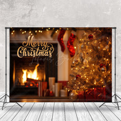 Lofaris Pine Tree Gifts Fireplace Merry Christmas Backdrop