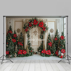 Lofaris Pine Tree Poinsettia Indoor Photography Backdrop