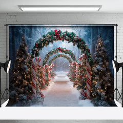 Lofaris Pine Trees Wreath Arch Door Cane Candy Xmas Backdrop