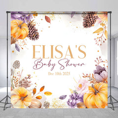 Lofaris Pinecone Floral Pumpkin Custom Baby Shower Backdrop