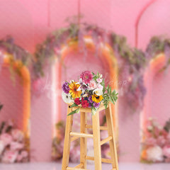 Lofaris Pink Arch Wall Greenery Floral Light Wedding Backdrop