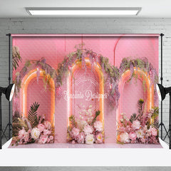 Lofaris Pink Arch Wall Greenery Floral Light Wedding Backdrop