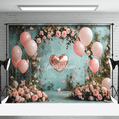 Lofaris Pink Balloons Arch Floral Valentines Day Backdrop