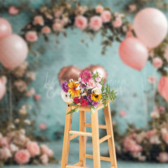 Lofaris Pink Balloons Arch Floral Valentines Day Backdrop