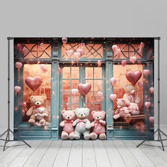 Lofaris Pink Balloons Bear Toy Store Valentines Day Backdrop