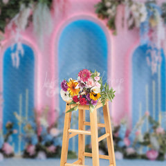 Lofaris Pink Blue Arch Wall Floral Romantic Wedding Backdrop