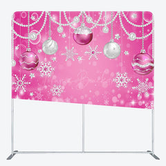 Lofaris Pink Bokeh Snowflake Christmas Pillow Case Backdrop