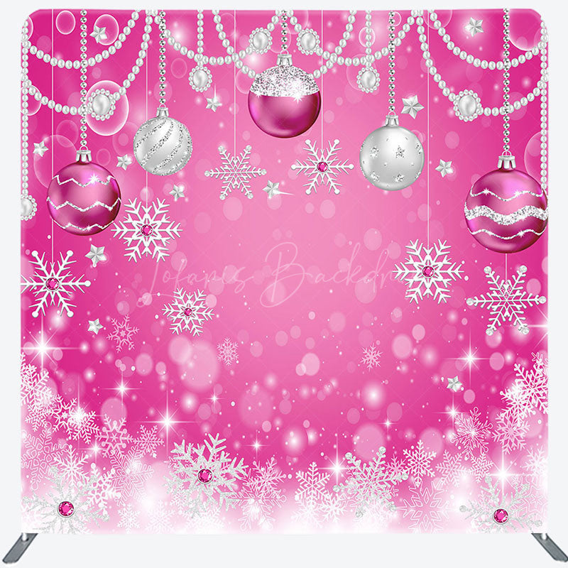 Lofaris Pink Bokeh Snowflake Christmas Pillow Case Backdrop