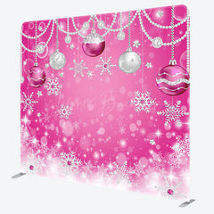 Lofaris Pink Bokeh Snowflake Christmas Pillow Case Backdrop