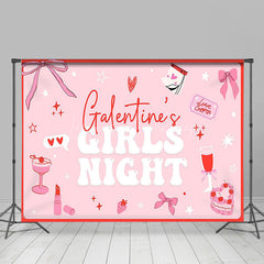 Lofaris Pink Bow Tie Heart Galentines Girls Night Backdrop