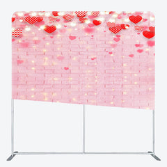 Lofaris Pink Brick Red Hearts Valentines Day Square Backdrop