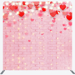 Lofaris Pink Brick Red Hearts Valentines Day Square Backdrop