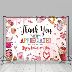 Lofaris Pink Candyland Dessert Happy Valentines Day Backdrop