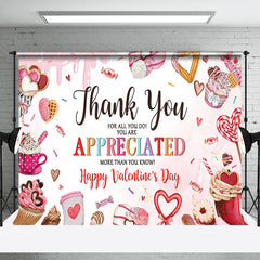 Lofaris Pink Candyland Dessert Happy Valentines Day Backdrop