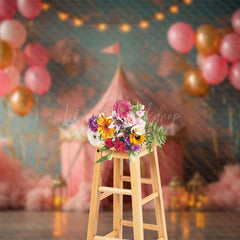 Lofaris Pink Circus Tent Balloon Lighted Cake Smash Backdrop