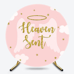 Lofaris Pink Cloud Gold Glitter Heaven Sent Round Backdrop