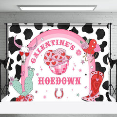 Lofaris Pink Cow Pattern Cowgirl Galentines Hoedown Backdrop