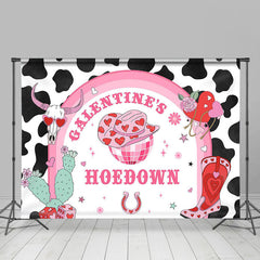 Lofaris Pink Cow Pattern Cowgirl Galentines Hoedown Backdrop