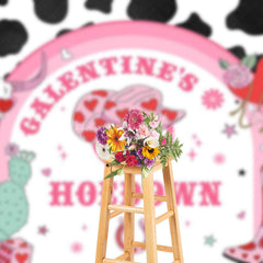 Lofaris Pink Cow Pattern Cowgirl Galentines Hoedown Backdrop