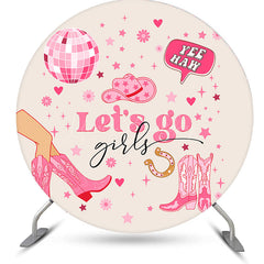 Lofaris Pink Cowgirl Disco Ball Stars Lets Go Round Backdrop