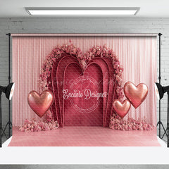 Lofaris Pink Curtain Floral Arch Heart Balloon Backdrop