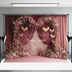 Lofaris Pink Curtain Floral Romantic Valentines Day Backdrop