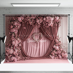 Lofaris Pink Curtain Romantic Floral Valentines Day Backdrop