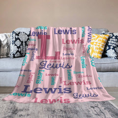 Lofaris Pink Custom Different Artistic Font Name Blanket