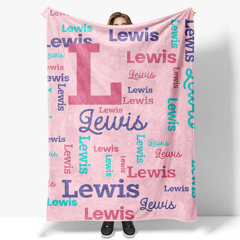 Lofaris Pink Custom Different Artistic Font Name Blanket