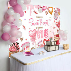 Lofaris Pink Dessert Little Sweetheart 1st Birthday Backdrop