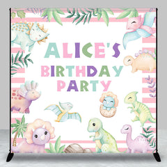 Lofaris Pink Dinosaur Plant Custom Name Birthday Backdrop