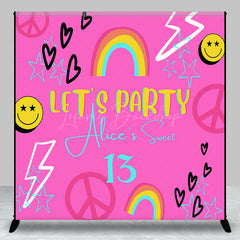 Lofaris Pink Disco Vibe Custom Sweet 13 Birthday Backdrop