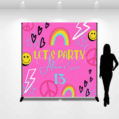 Lofaris Pink Disco Vibe Custom Sweet 13 Birthday Backdrop