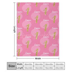 Lofaris Pink Dot Repeated Gold Glitter 1 Custom Name Blanket