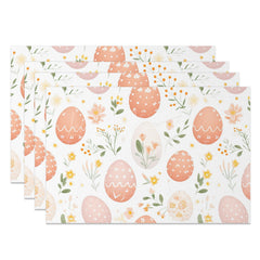 Lofaris Pink Eggs Floral Plant Easter Set Of 4 Placemats