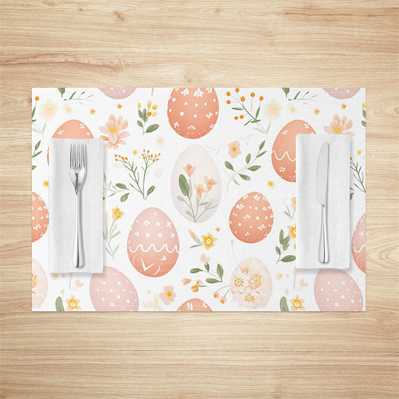 Lofaris Pink Eggs Floral Plant Easter Set Of 4 Placemats