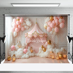 Lofaris Pink Fairy Tale Balloons Tent Cake Smash Backdrop