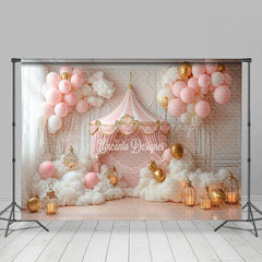 Lofaris Pink Fairy Tale Balloons Tent Cake Smash Backdrop