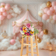 Lofaris Pink Fairy Tale Balloons Tent Cake Smash Backdrop